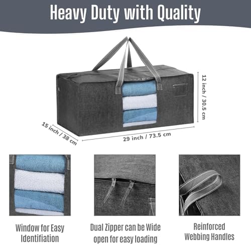 VENO Heavy Duty Moving Bags, Storage Bags, Clear Window, Gray, 6 Pack