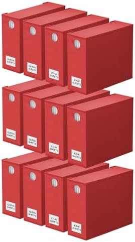 SpaceAid 12 Pack Bed Sheet Organizers and Storage, Foldable Organizer for Linen Closet, Set Folder Keeper With Window XL (Queen & King Size) Bedding Container (Red)