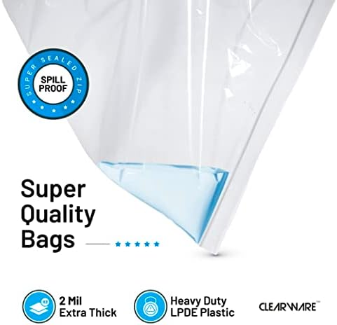 Large Storage Bags With Zipper Top - 3 Gallon Size, 16" x 18", Extra Large Plastic for Clothes, Travel, Moving, Large Reusable freezer bags, BPA-Free, 2-mil Thick (X-Large, 50, Count)