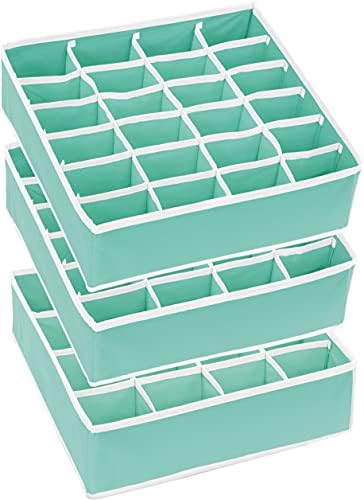Simple Houseware Sock Drawer Organizer, 3 Pack, Turquoise