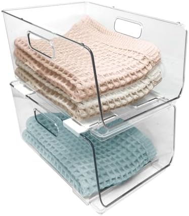 Isaac Jacobs 2-Piece (11.9" x 8.6" x 6.1") Large Deep Stackable Bins