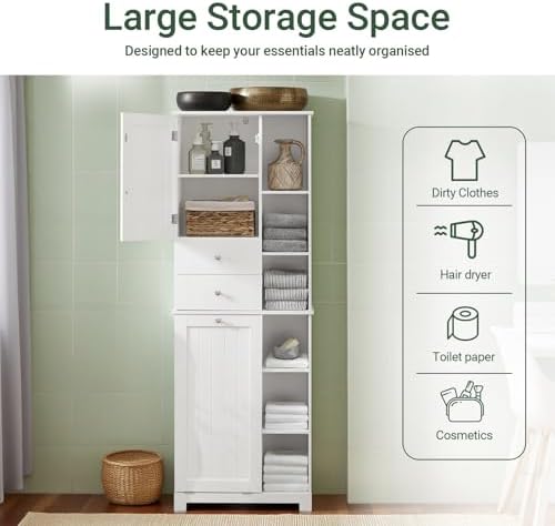 Tilt-Out Laundry Hamper Storage Cabinet, Multi Size, White