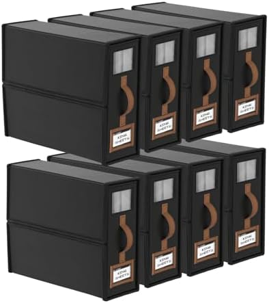 8 Pack Foldable Bed Sheets Set Organizers and Storage(King & Queen Size),Linen Fabric Closet Organizers with Window,Folding Bedding Storage Box for Bedsheets and Pillow Cube Organizer-Black