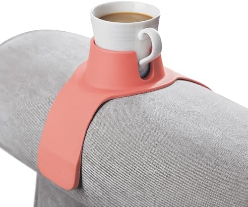 HIT PRODUCTS CouchCoaster® - Couch Armrest Cup Holder, Blush Pink | Original & Patented Anti Slip, Weighted Silicone Coaster, Stops Spills On Your Sofa, Armchair Recliner, Keeps Drinks In Reach