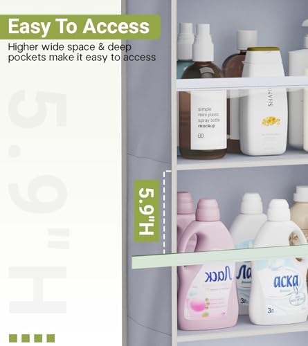 AOODA 4 Pack Over the Door Organizer, Large Capacity Closet Door Hanging Organizer, Clear Deep Pockets Baby Organizer Storage for Nursery, Bathroom, Bedroom, Pantry, Diapers (Grey)