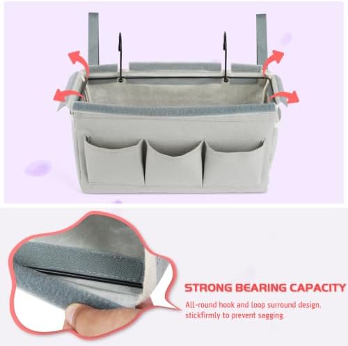 Bedside Caddy, Bedside Storage Bag Hanging Organizer for Bunk Dorm Bed Rail | Bed Caddy with Hooks, Top Bunks and Dorm Essentials for Water, Tissues, Tablets, Books, Phones, Remotes and Other Necessories