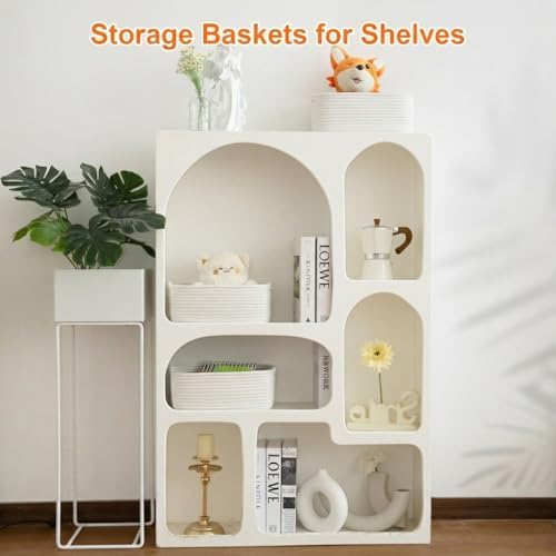 3Pack Small Woven Storage Baskets for Shelves Organizing