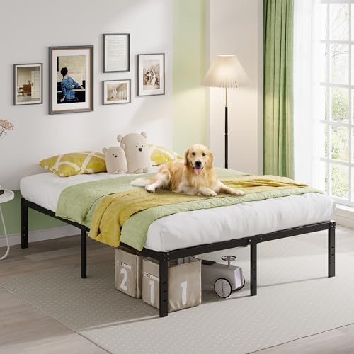 EMODA 18 Inch King Bed Frame, Heavy Duty Tall with Large Storage Space