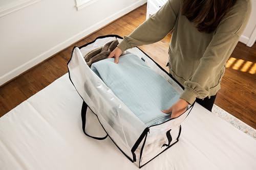 ClearSpace Heavy Duty Moving Bags - Water Resistant Storage Bags with Backpack Straps, Zippers and Handles - Large Moving Boxes for College Dorm, Travel, Closet Organization - 6 Pack, Clear