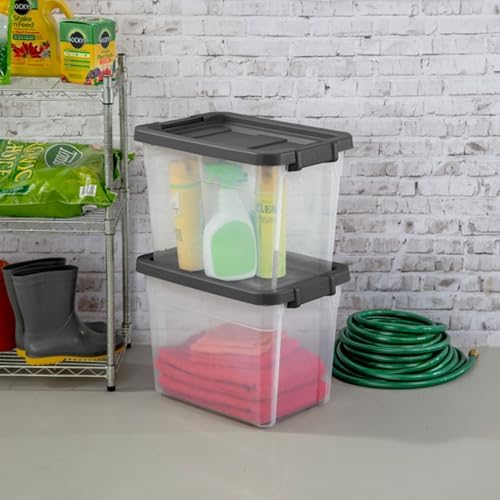 Sterilite Modular Stacker Box with Latching Lid, 30 Quart, 18-Pack