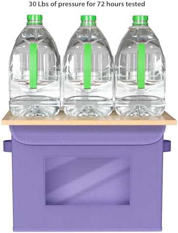 Univivi Fabric Foldable Storage Bins with Lids, 4 Pack, Purple