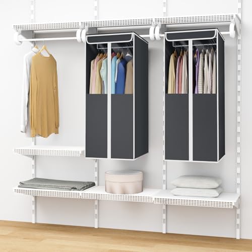 Univivi Garment Bags for Hanging Clothes, Cloth Bag 40 In, 2 PCS, Dark Grey