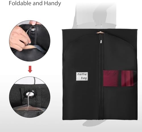 Univivi 60 Inch Long Garment Bags for Hanging Clothes, 5 Pack, Black
