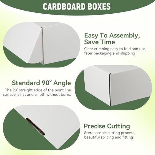 10"x7"x3" Shipping Boxes Set of 5, White Corrugated Cardboard Box Literature Mailer