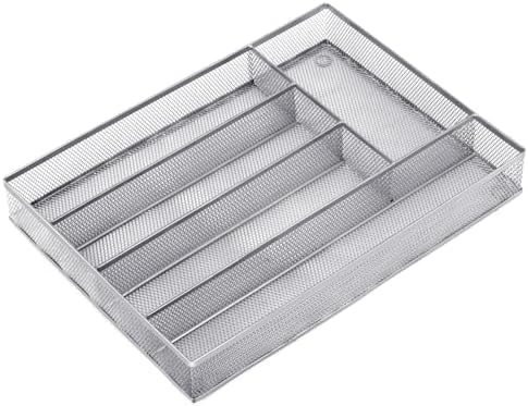 Neudeco Silverware Drawer Organizer, Silver, 5 Compartment