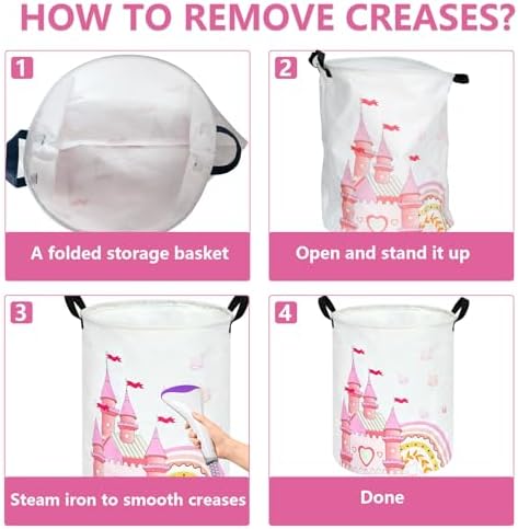 MAIZMZ Pink Castle Storage Bins Organizer Toy Box Laundry Basket Large Canvas Collapsible Chest for Home/Dorm/Kitchen/Pet/Office/Closet/Shelf/Gift Baskets