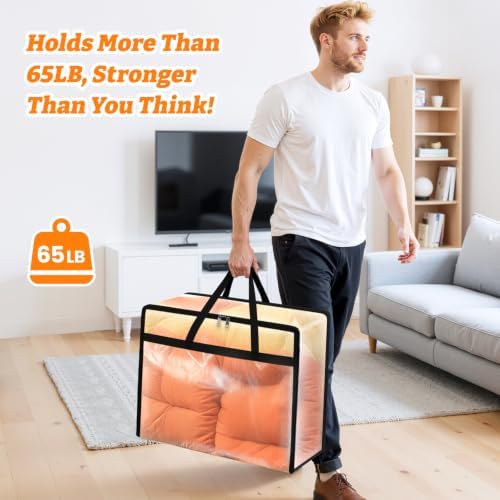 BlissTotes Moving Bags 40L 8PCS, Clear Clothes Storage Under Bed Storage