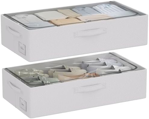 CYhom Under Bed Storage Bins Frame Storage Box Oxford Fabric Sturdy Underbed Container Foldable Stackable Large Capacity Clothes Organizer