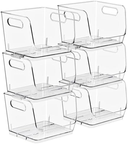 Sorbus Clear Pantry Organizer with Stackable Storage Bins, Open Front