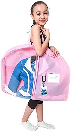 Waterproof Hanging Garment Bag 40 inch Clothes Bag with Gusset, 5 Pockets Side Zip for Dance Costumes Sports Skating Theatre Pageants Cheer Cosplay Kendall Country (Cotton Candy, 40 inch)