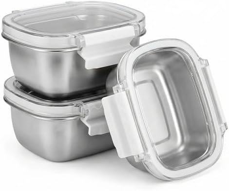 3 Piece 250ml/8.oz Stainless Steel Containers with Lids