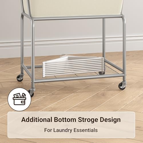 ELYKEN Rolling Laundry Hamper with Wheels, Removable Bag, Laundry Cart