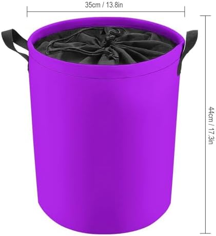 Large Laundry Hamper Bag, Neon Purple Elegant Collapsible Laundry Basket with Drawstring Dirty Clothes Organizer Washing Bin for Family Essentials Storage