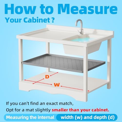 Winisok Waterproof Under Sink Mat 37" x 22", Silicone Mat, Dark Gray | Raised Edge Traps Spills & Leaks, Shelf Liner, Cabinet Protector, for Kitchen, Bathroom, Boots, Pets, Home Essentials