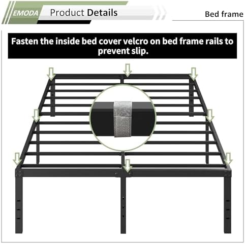 EMODA 18 Inch California King Bed Frames with White Cover