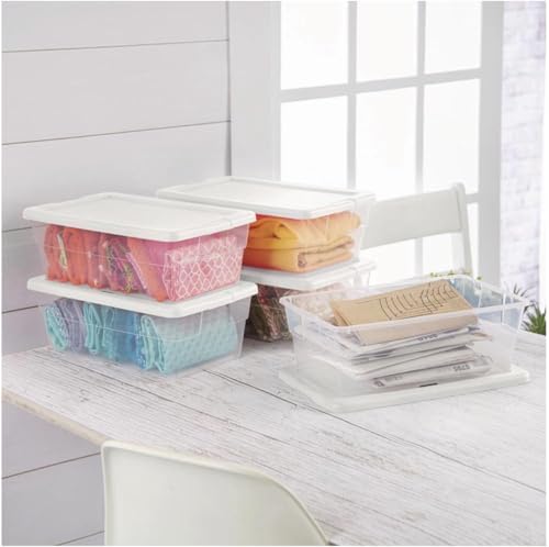STERILITE 6-Quart Storage Bin Shoe Box - Clear (4)