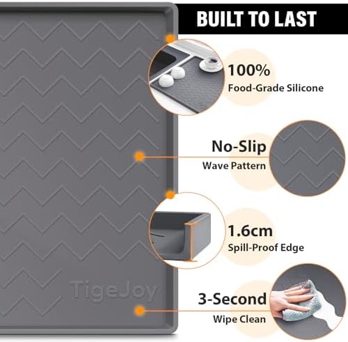 TigeJoy Under Sink Mats for Kitchen Waterproof 34" x 19", Cabinet Liner