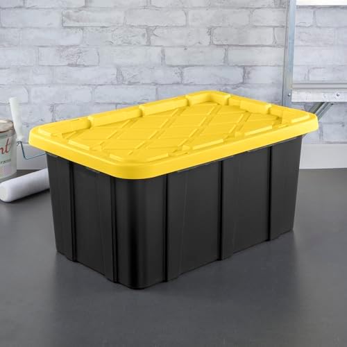 Sterilite 18-Pack Industrial Tote, Plastic Storage Container Bins with Lids, 17 Gallon - Heavy-Duty Organizing Containers for Closet, Bathroom, and Office