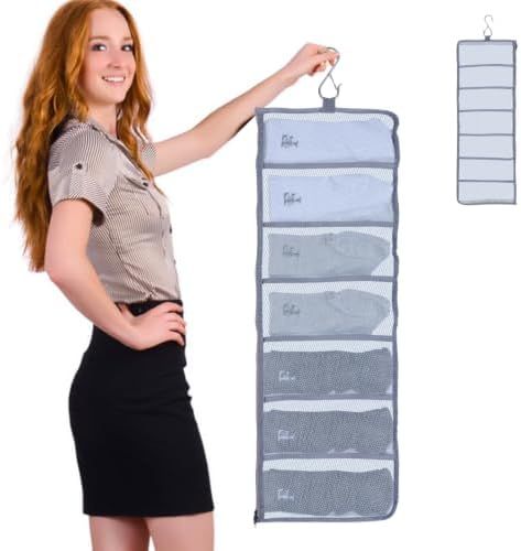 Sock Organizer Hanging Laundry Bag for Socks, 7 Pockets Sock Storage Holder