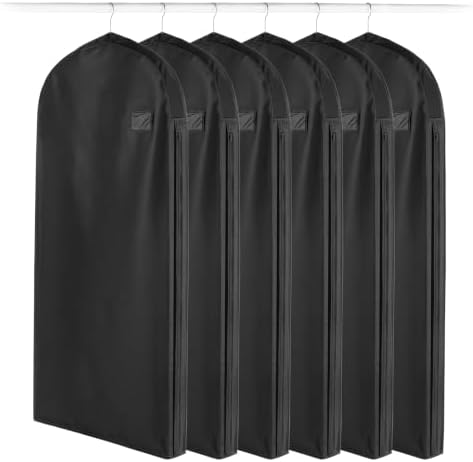 Whitmor Deluxe Dress Garment Bag, 48" Heavy Duty 3" Gusset, 3 Pack Black