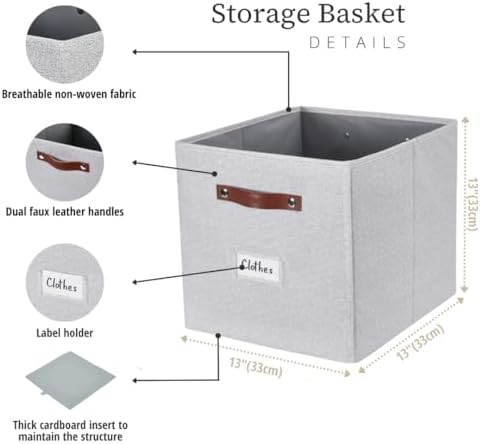 DECOMOMO Storage Bins, Cube Storage Bin with Labels