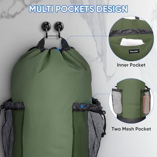 BALEINE 2PK 150L Laundry Bag Backpack, 900D Oxford Fabric Large Travel Laundry Bags with Shoulder Straps and 2 Mesh Pockets for College Dorm, Apartment, Laundromat (Green, 150L)
