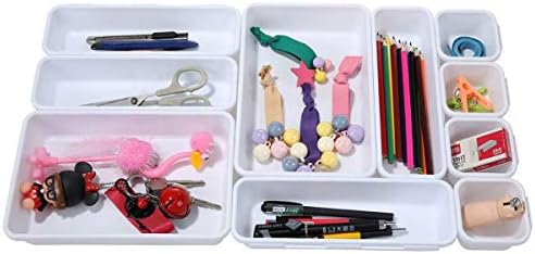 Interlocking Desk Drawer Organizer Separators for Kitchen, Bathroom, Makeup, Office (Set of 10)