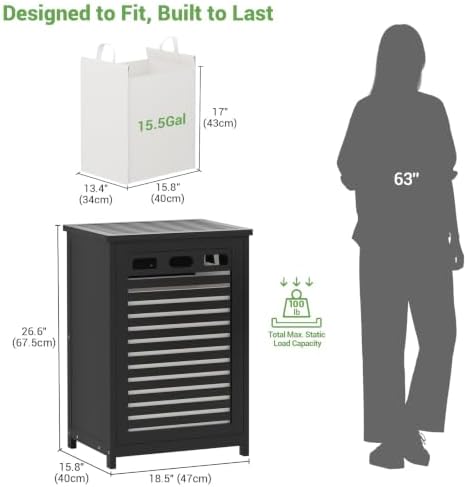 Homykic Bamboo Tilt Out Laundry Hamper Cabinet with 15.5 Gal Removable Bag