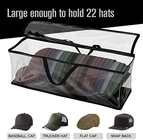 Baseball Cap Storage Bag, Hat Organizer Case, Black Handles, 23" x 6" x 8"