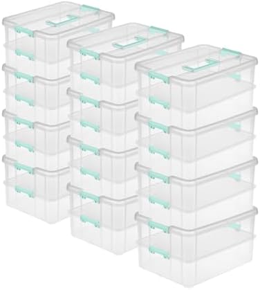 STERILITE Convenient Home 2-Tier Layer Stack Carry Storage Box, Clear 12-Pack 12 X 1