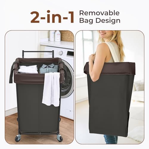 160L Rolling Laundry Hamper with Wheels and Handle, Rolling Laundry Basket