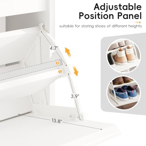 St.Mandyu Shoe Storage Cabinet with 4 Large Flip Drawers, White
