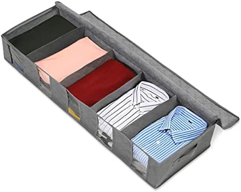 Alipis under Bed Storage Bag Large Capacity Zippered Organizer for Clothes Blankets and Quilts Breathable Non-woven Storage Bin Transparent Window Space-saving for Home