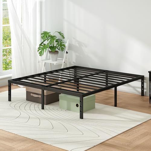 Metal Platform Bed Frame Full Size, 18 Inch Height with Heavy Duty Steel Support, No Box Spring Needed, Easy Assembly and Underbed Storage,Black