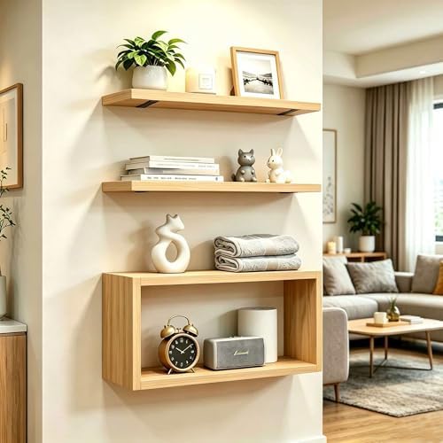 Floating Shelves 15.7 Inch 3 Pack Wall Mount Shelves Hidden Bracket