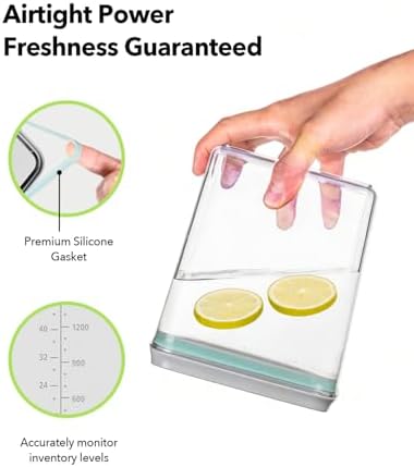 Airtight Food Storage with One-Touch Lid, (3 × 1.27 QT / 1.2 L) Stackable Durable PET for Sugar, Grains, Coffee Beans, and Baking Pantry Organization