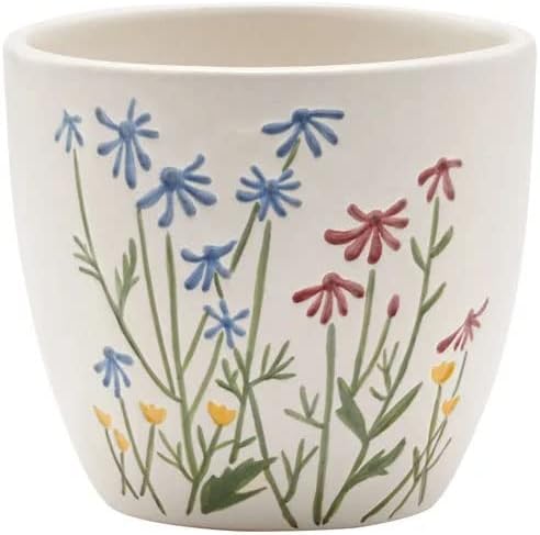 Napco Wild Flower Multicolor 4.25 x 4.75 Ceramic Cache Pot