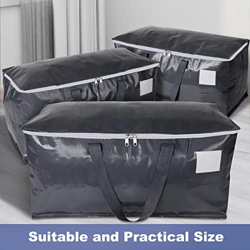 StorageRight Heavy Duty Moving Boxes-Moving Bags with Zipper, Reinforced Handles and Tag Pocket-Collapsible Moving Supplies-Totes for Storage Great for moving, Storage and Travel 93L(Gray-4 Pack)