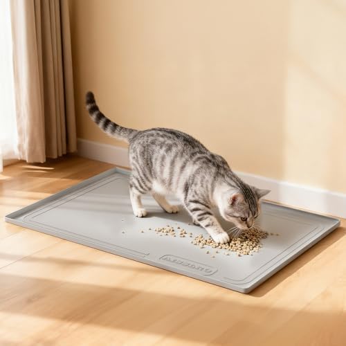 Under Sink Mat 25" X 19", Waterproof Silicone Cabinet Kitchen Liner, Gray
