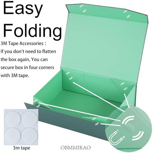 Green Magnetic Large Gift Box with Lid, 13x9x4 Inches, 1Pcs